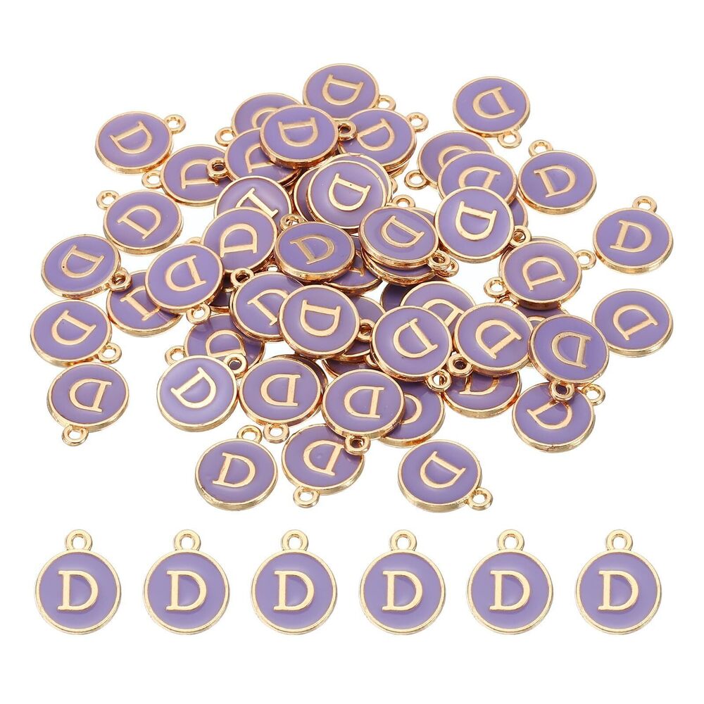6959 Letter Charm D, 60Pcs Double Sided Alphabet Initial Charm Pendants